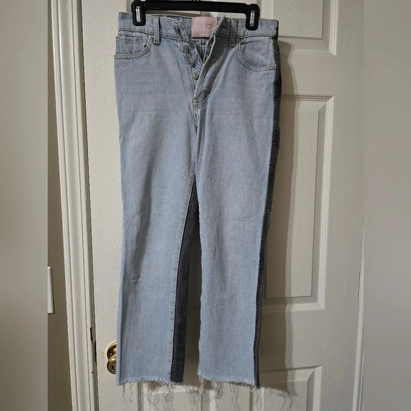 Revice Ex Boyfriend Two-Toned Straight Leg Ankle Jeans, Raw Hem, Size 26, EUC! - Picture 3 of 14